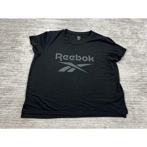 Reebok Top Womens XL Black Short Sleeve‎ T-Shirt Tee Polyester Blend